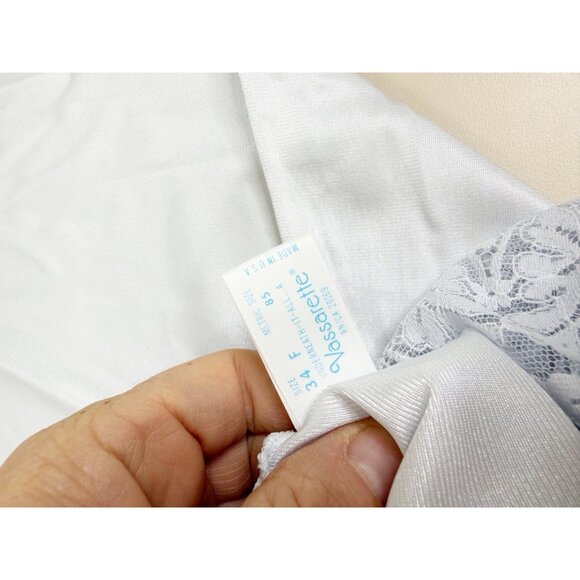 VTG 70's Sz 34 F Vassarette Pale Blue LACE-underneath It All-NYLON FULL SLIP EUC - Picture 8 of 10